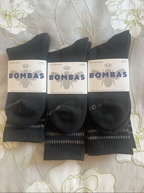 Bombas Men's Black Athletic Socks, 3 pairs NWT